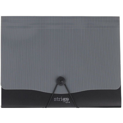 Mapa Strigo PP, A4, 13 compartimente, inchidere cu elastic, clips metalic, gri