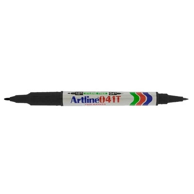 Marker 041T, corp plastic, 2 capete, varfuri rotunde 0.4mm/1.0mm - negru