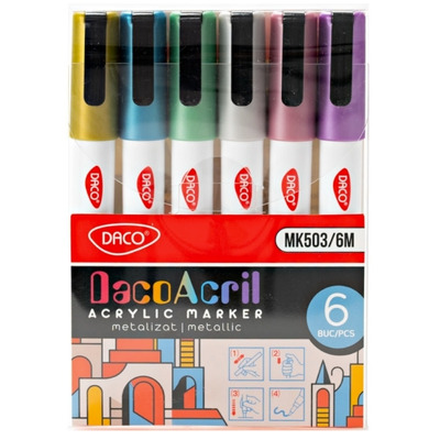 Marker acrilic set 6 metalizat DACO MK503/6M