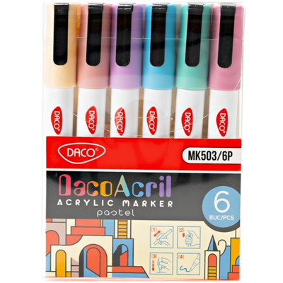 Marker acrilic set 6 pastel DACO MK503/6P