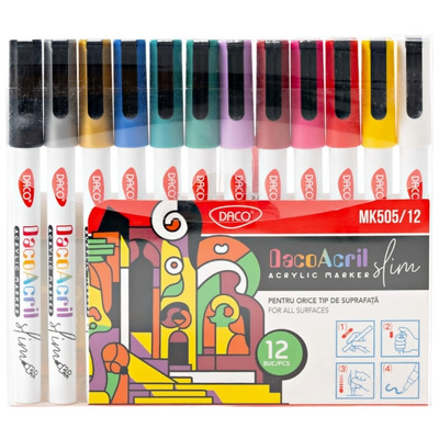 Marker acrilic slim set 12 DACO MK505/12