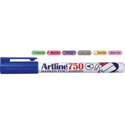 Marker albastru pentru textile, corp metalic si varf rotund 0.7mm