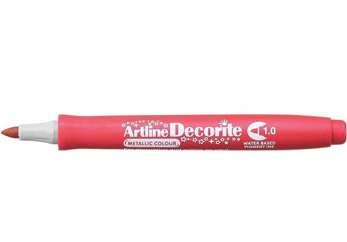 Marker Artline Decorite, varf rotund 1.0mm - rosu metalizat