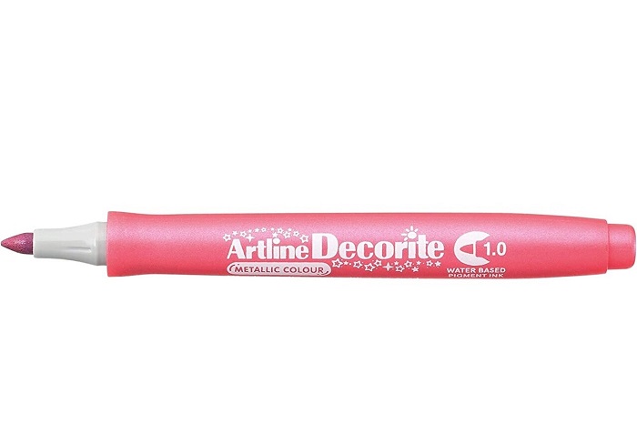 Marker Artline Decorite, varf rotund 1.0mm - roz metalizat