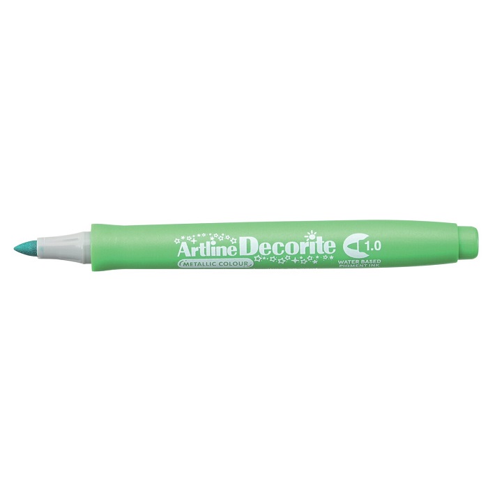 Marker Artline Decorite, varf rotund 1.0mm - verde metalizat