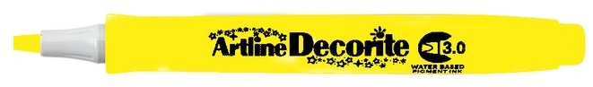 Marker Artline Decorite, varf tesit 3.0mm - galben