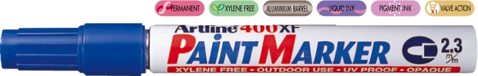 Marker cu vopsea varf rotund 2.3mm - albastru 400XF, corp metalic