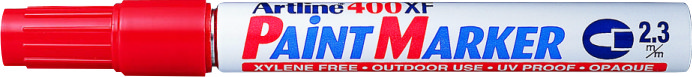 Marker cu vopsea varf rotund 2.3mm - rosu 400XF, corp metalic
