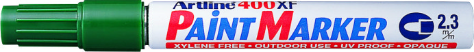Marker cu vopsea varf rotund 2.3mm - verde 400XF, corp metalic