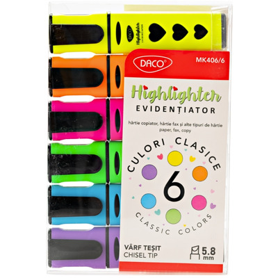 Marker evidentiator cu lichid set 6 DACO MK406/6
