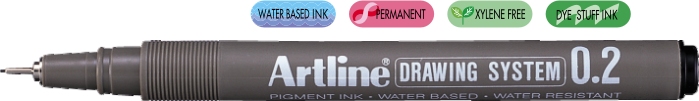 Marker pentru desen tehnic varf fetru 0.2mm - negru