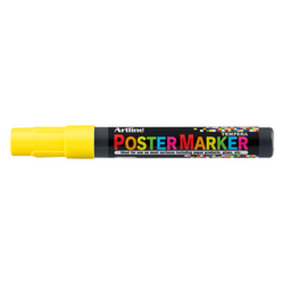 Marker pentru poster corp plastic, varf rotund 2mm - galben fluorescent