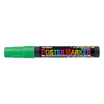 Marker pentru poster corp plastic, varf rotund 2mm - verde fluorescent