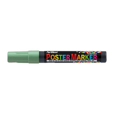 Marker pentru poster corp plastic, varf rotund 2mm - verde metalizat