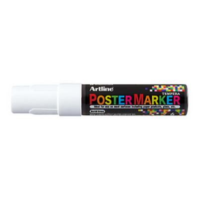 Marker pentru poster corp plastic, varf rotund 6mm - alb