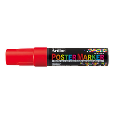 Marker pentru poster corp plastic, varf rotund 6mm - rosu