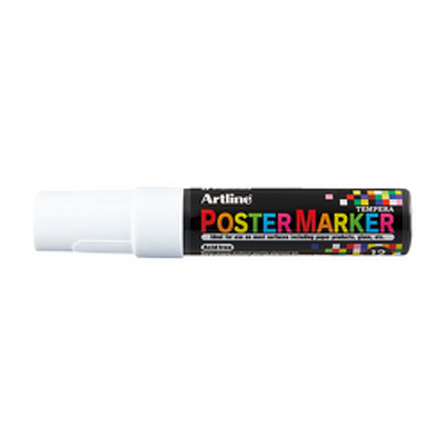 Marker pentru poster corp plastic, varf tesit 12mm - alb