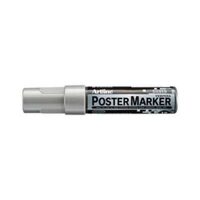 Marker pentru poster corp plastic, varf tesit 12mm - argintiu
