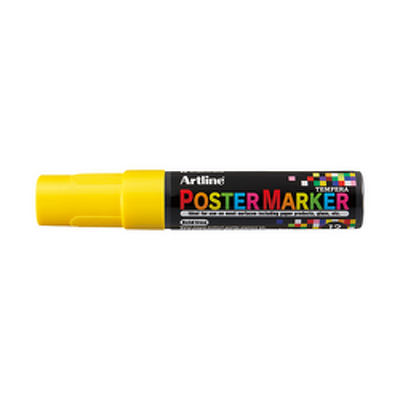 Marker pentru poster corp plastic, varf tesit 12mm - galben