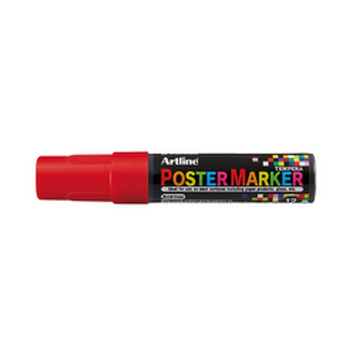 Marker pentru poster corp plastic, varf tesit 12mm - rosu