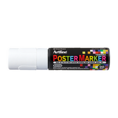 Marker pentru poster corp plastic, varf tesit 20mm - alb