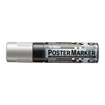 Marker pentru poster corp plastic, varf tesit 20mm - argintiu