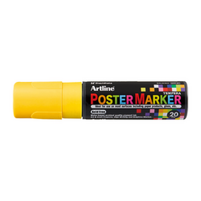 Marker pentru poster corp plastic, varf tesit 20mm - galben