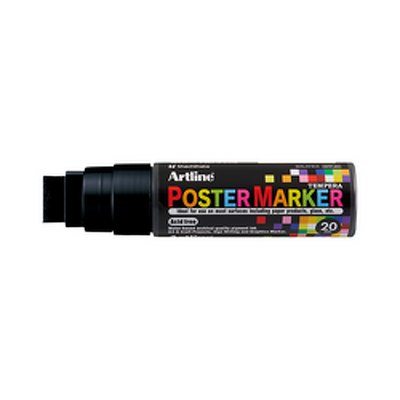 Marker pentru poster, corp plastic, varf tesit 20mm - negru