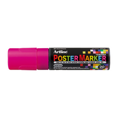 Marker pentru poster, corp plastic, varf tesit 20mm - roz fluorescent