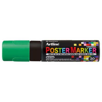 Marker pentru poster, corp plastic, varf tesit 20mm - verde fluorescent