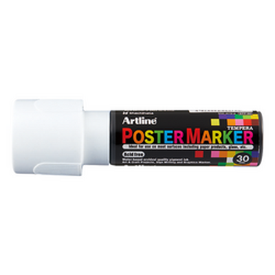 Marker pentru poster, corp plastic, varf tesit 30mm - alb