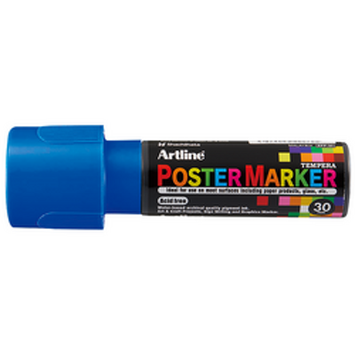 Marker pentru poster, corp plastic, varf tesit 30mm - albastru