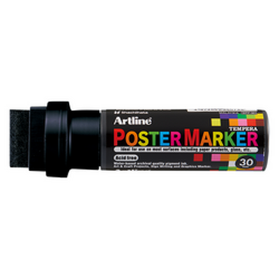 Marker pentru poster, corp plastic, varf tesit 30mm - negru