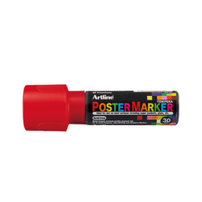 Marker pentru poster, corp plastic, varf tesit 30mm - rosu