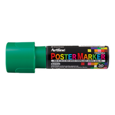 Marker pentru poster, corp plastic, varf tesit 30mm - verde