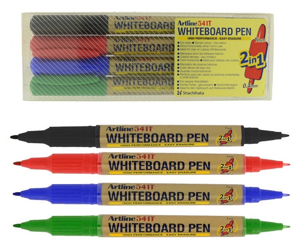 Marker pentru tabla de scris 541T, doua capete - varfuri rotunde 0.4mm/1.0mm, 4 buc/set