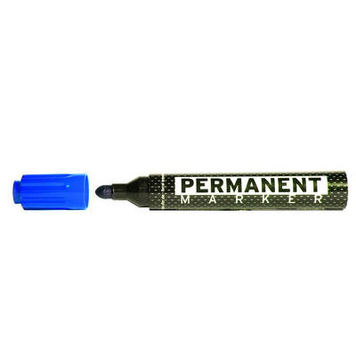 Marker permanent cu varf rotund albastru, corp plastic, Molin