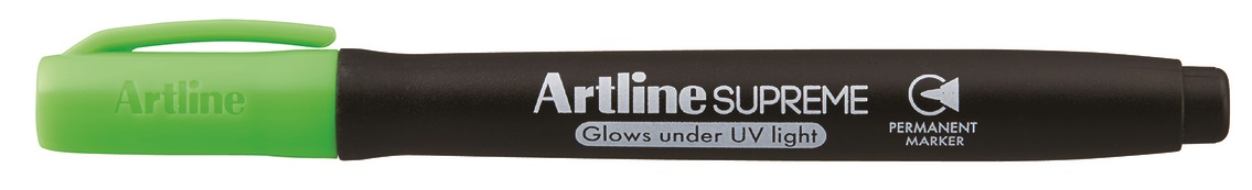 Marker permanent, straluceste in lumina UV - verde, varf rotund 1.0mm, Artline