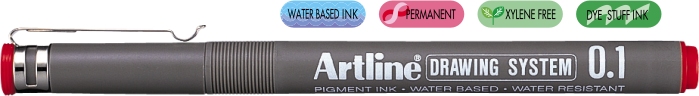 Marker pentru desen tehnic Artline, varf fetru 0.1mm - rosu