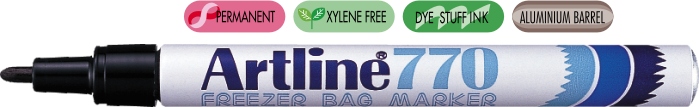 Marker Artline 770, pentru pachete congelate, corp metalic, varf rotund 1.0mm - negru