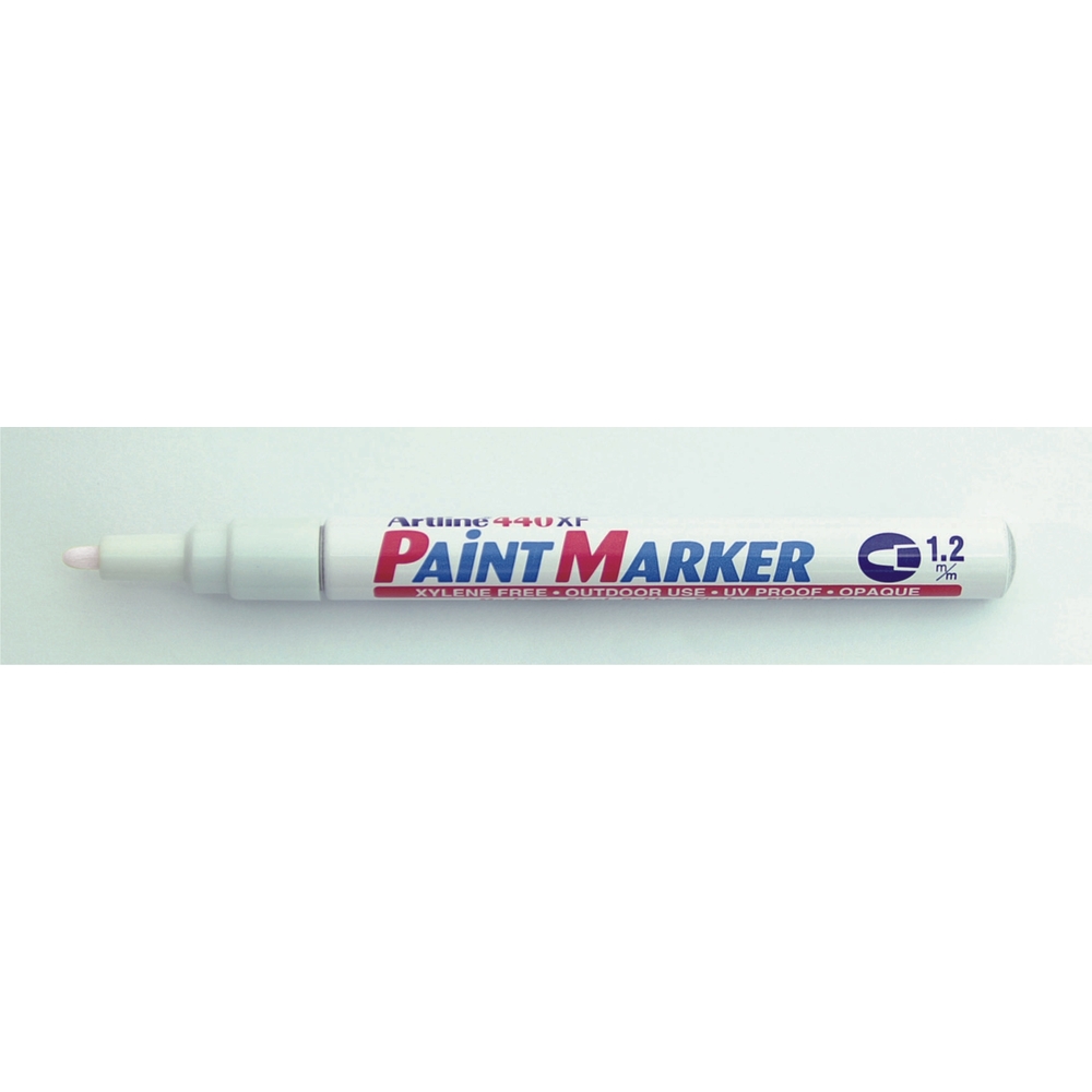 Marker cu vopsea varf rotund 1.2mm - alb Artline 440XF, corp metalic