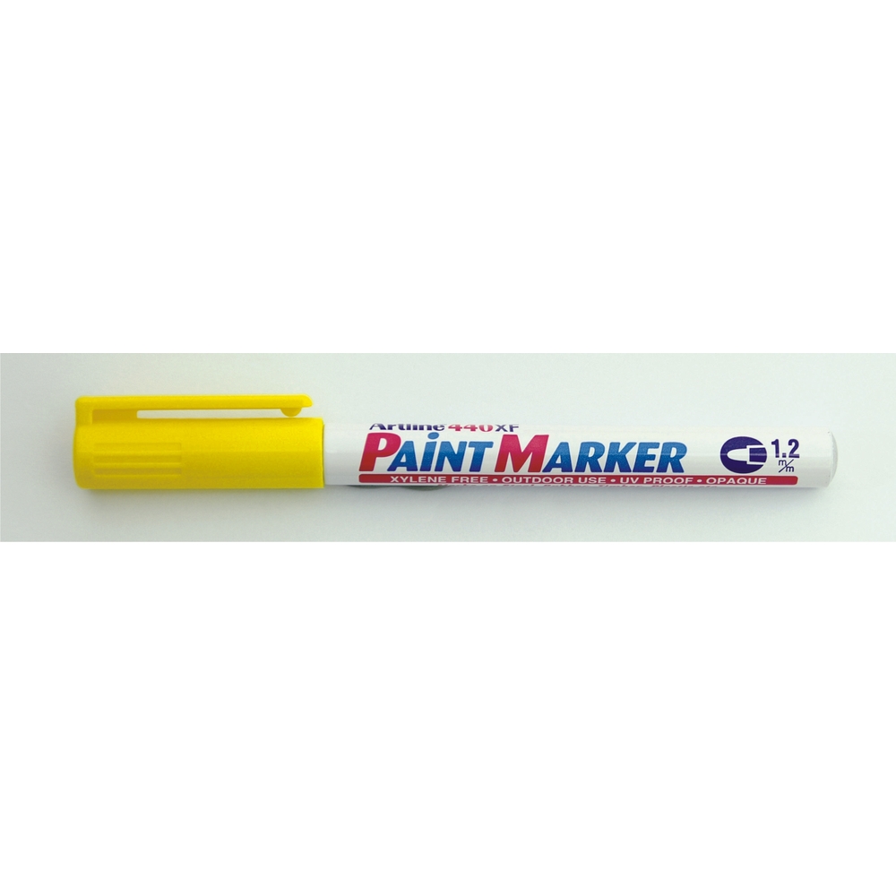 Marker cu vopsea varf rotund 1.2mm - galben Artline 440XF, corp metalic