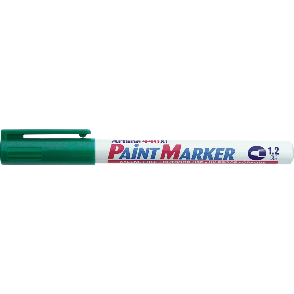 Marker cu vopsea varf rotund 1.2mm - verde Artline 440XF, corp metalic