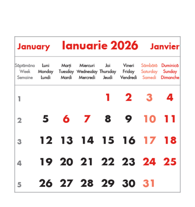 Mini Calendar birou 2026