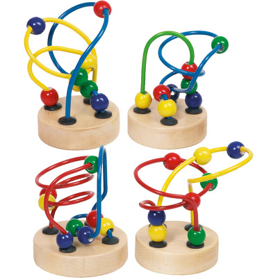 Mini-labirint cu margele din lemn si metal