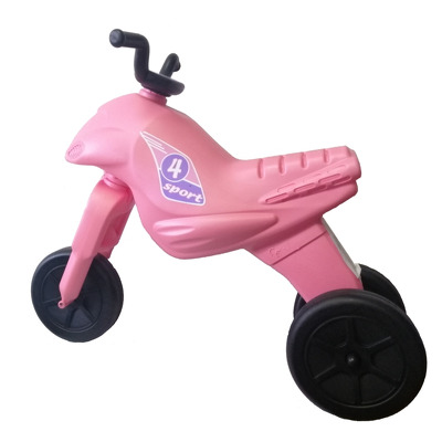Motocicleta copii cu trei roti fara pedale mare culoarea roz deschis