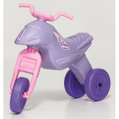 Motocicleta copii cu trei roti fara pedale mare culoarea roz-mov multicolor