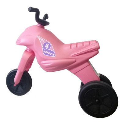 Motocicleta copii cu trei roti fara pedale mediu culoarea roz deschis