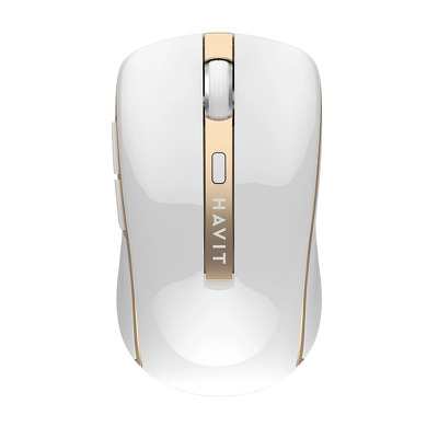Mouse wireless 2.4GHz, 1000/1200/1600 DPI, alb-auriu