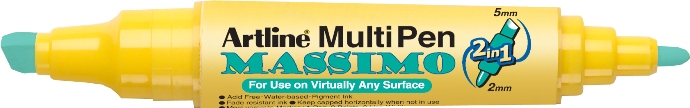 Marker universal Artline Massimo, doua capete - varf rotund 2.0mm/tesit 5.0mm - verde pastel
